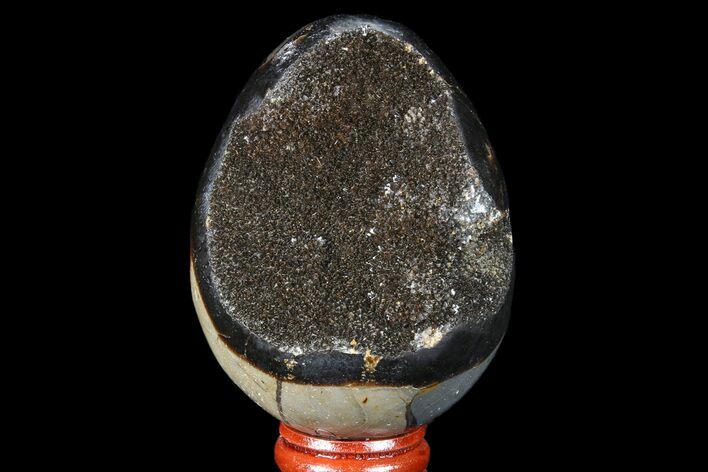 Septarian Dragon Egg Geode - Black Crystals #83191
